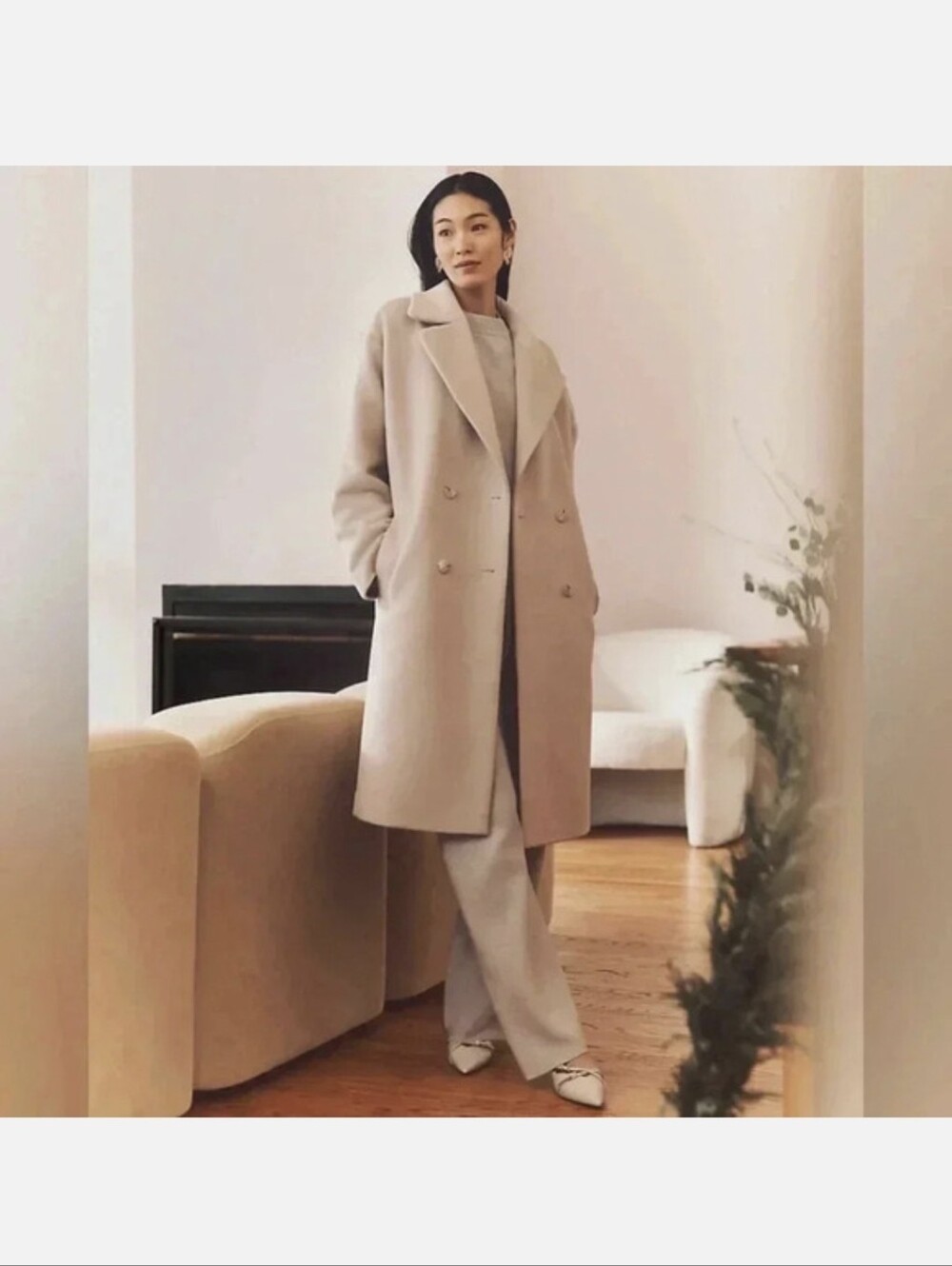 Ann Taylor Relaxed Cocoon Double-Breasted Wool Blend Coat Sz.M NWT